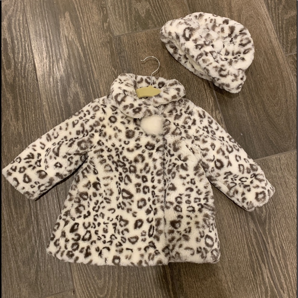 Baby girl faux fur coat and hat